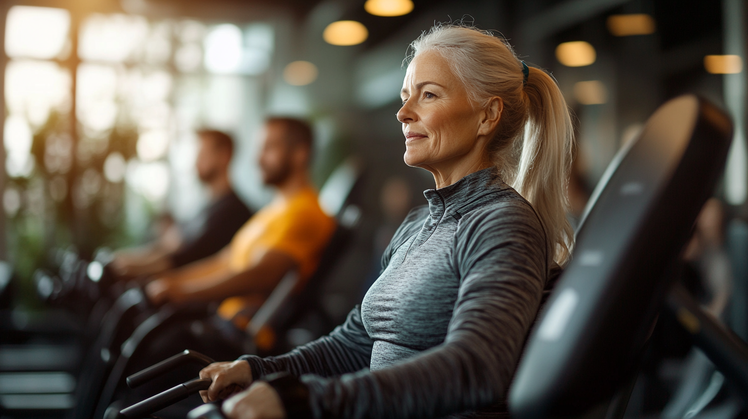 Активні старші люди займаються фітнесом